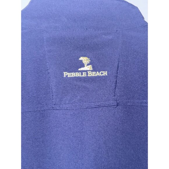 Pebble Beach Navy Blue & Yellow Full-Zip Jacket L Water/Wind Resistant - Picture 3 of 9